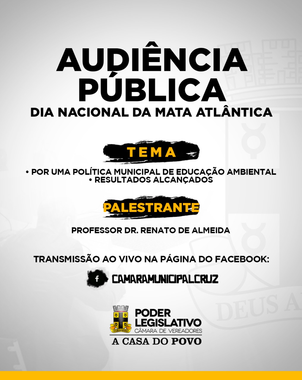 Câmara de Vereadores de Cruz das Almas realiza Audiência Pública em alusão ao Dia Nacional da Mata Atlântica