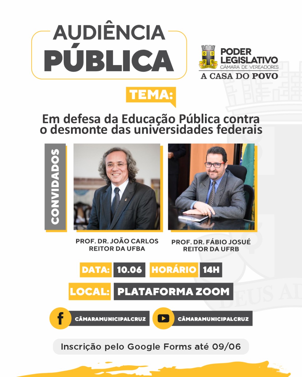 Câmara de Vereadores de Cruz das Almas realiza Audiência Pública para debater situação das universidades federais