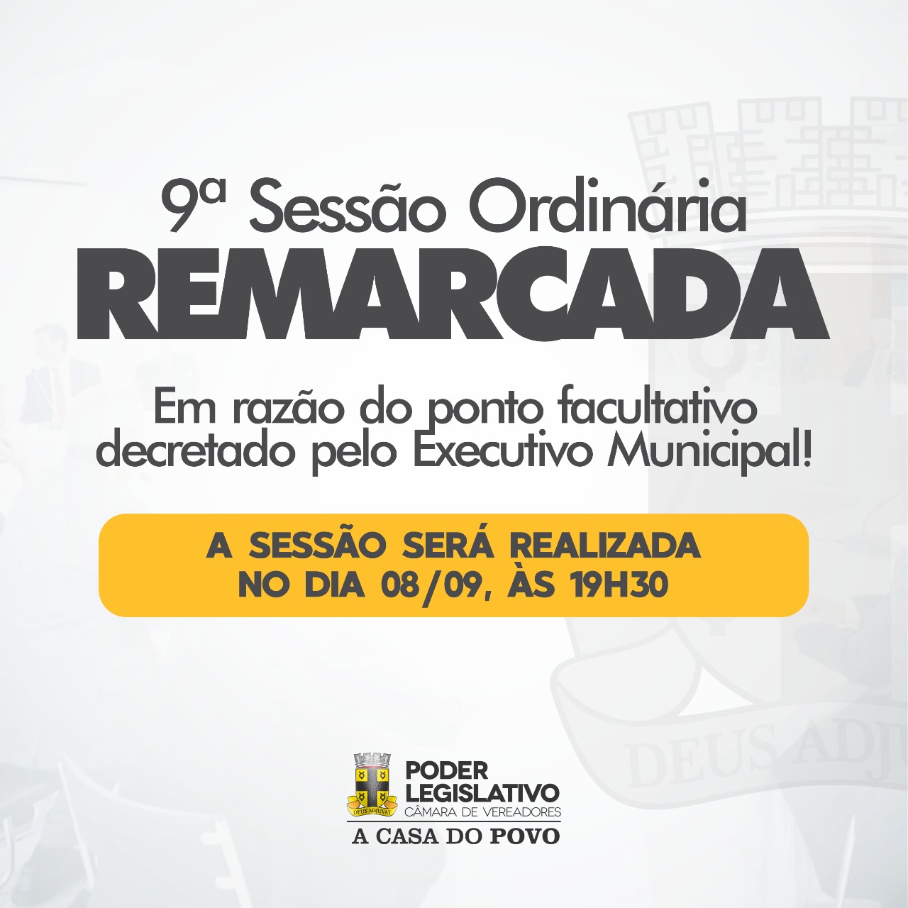 NOTA INFORMATIVA – REMARCAÇÃO DA 9ª SESSÃO ORDINÁRIA