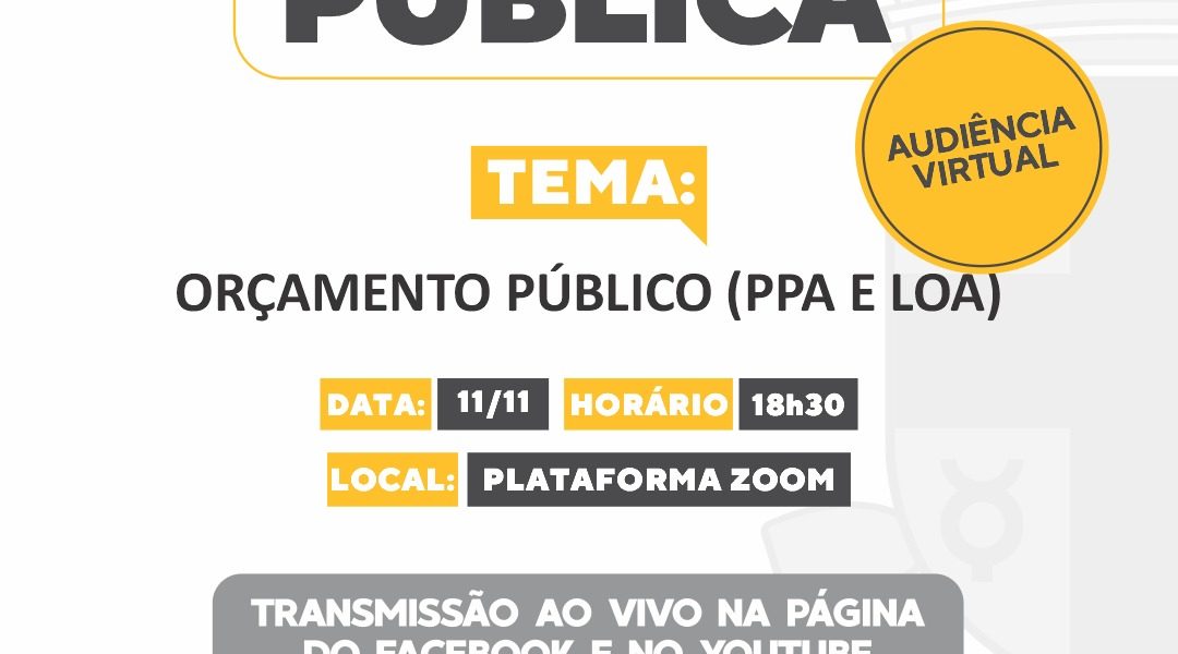 Câmara de Vereadores de Cruz das Almas realizará Audiência Pública Virtual sobre PPA e LOA
