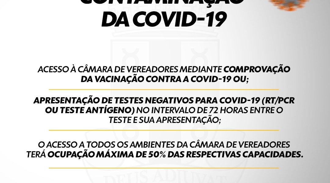 Câmara de Vereadores divulga portaria reforçando medidas de prevenção e combate a Covid-19