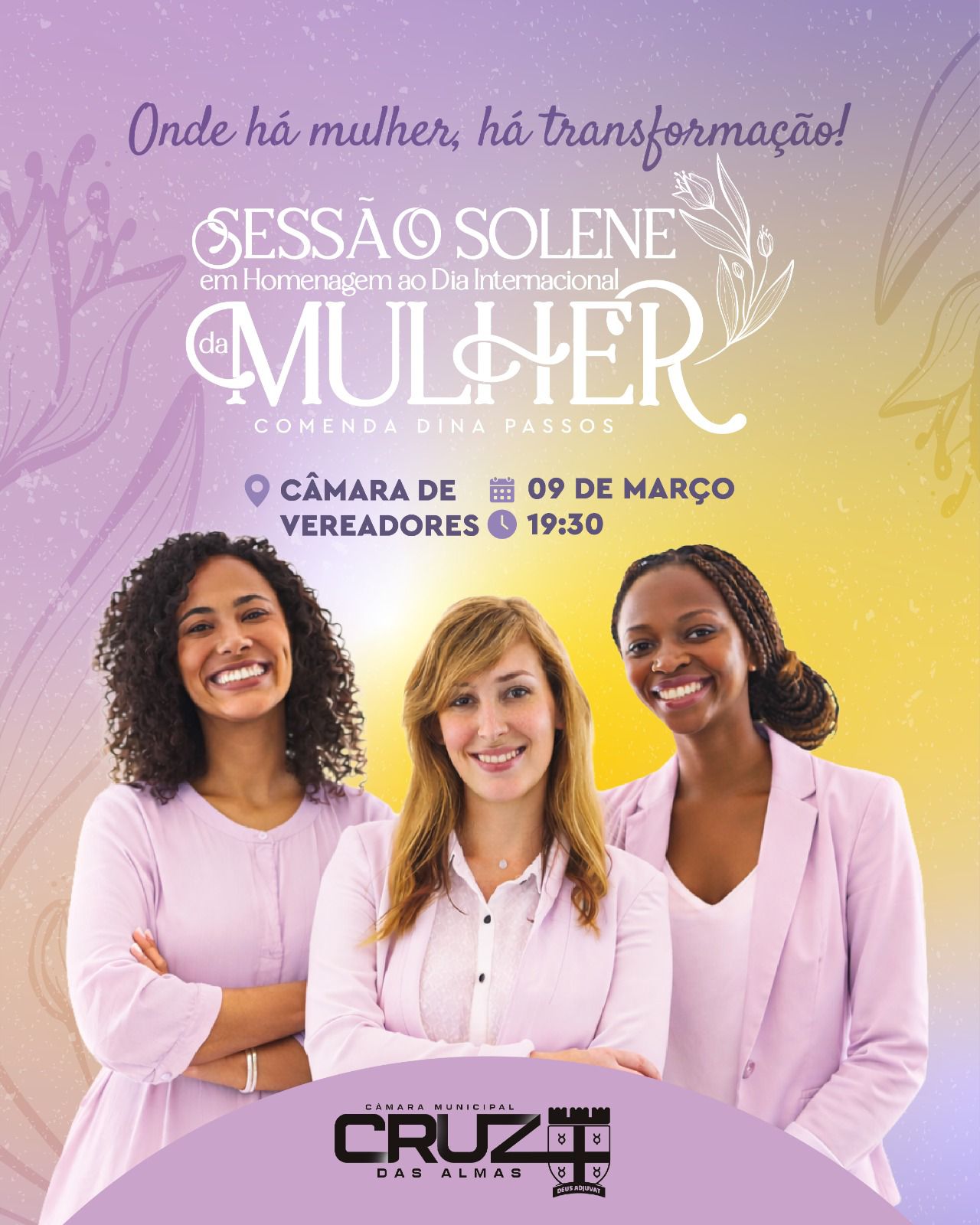Câmara de Vereadores de Cruz das Almas realiza hoje Sessão Solene em homenagem ao Dia Internacional da Mulher